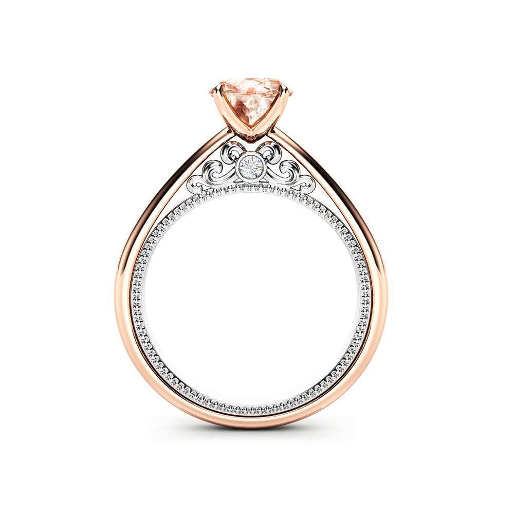 Peach Sapphire Engagement Ring Classic Engagement Ring 14K Rose & White Gold Ring